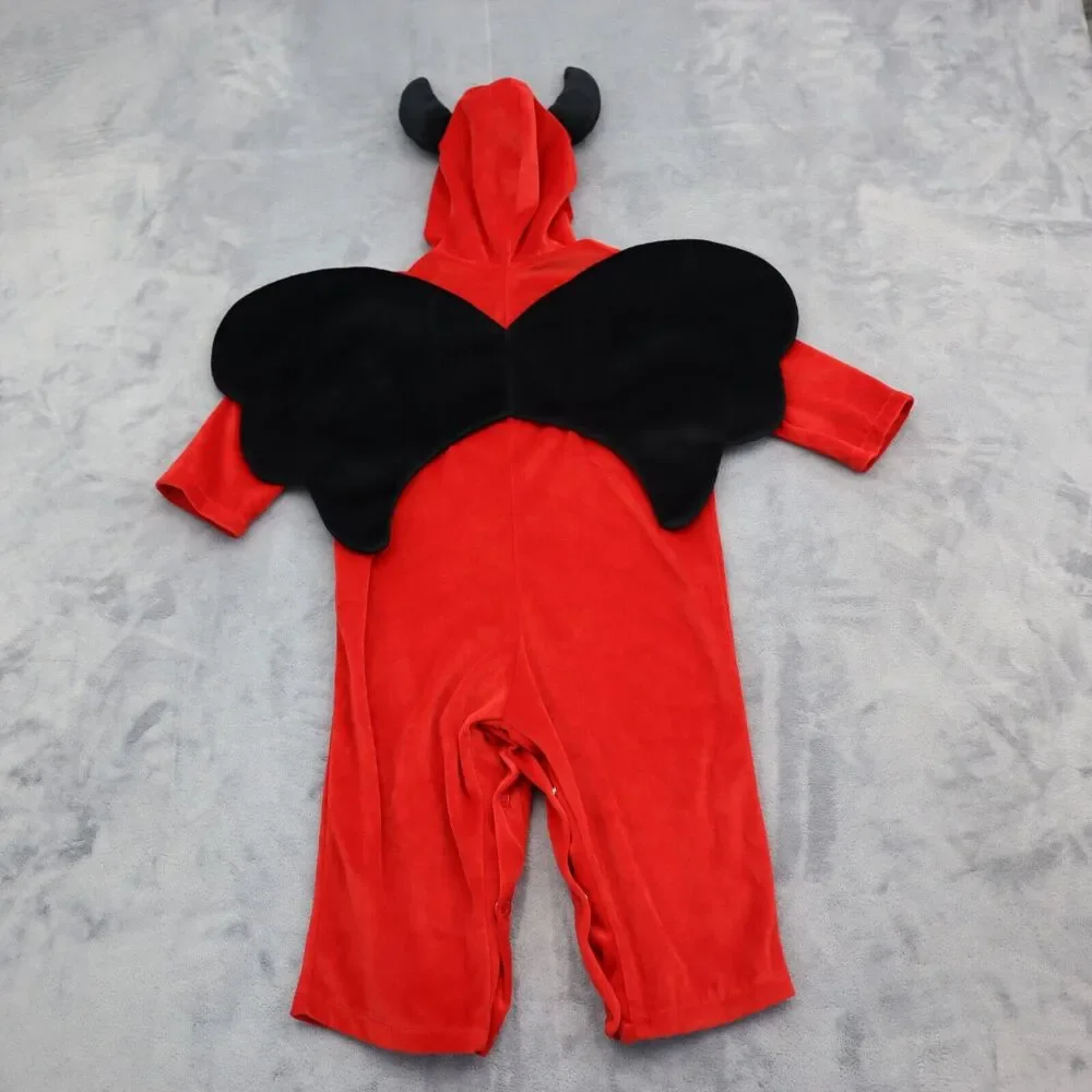 Devil Halloween Costume Kids Multicolor Long Sleeve Hooded Half Zip Outfit